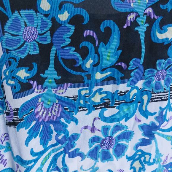 Chicos Blue Semi-sheer Short Sleeve Shirt Womens Medium - Picture 7 of 7